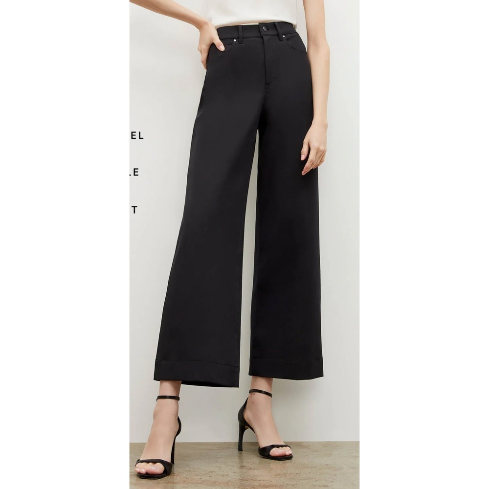 M.M. Lafleur The Milo Wide Leg Jean Cropped Black Tailored High Rise Size 8